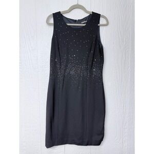 J.McLaughlin Womens Black Sequin Sleeveless Sheath Cocktail Dress Size L